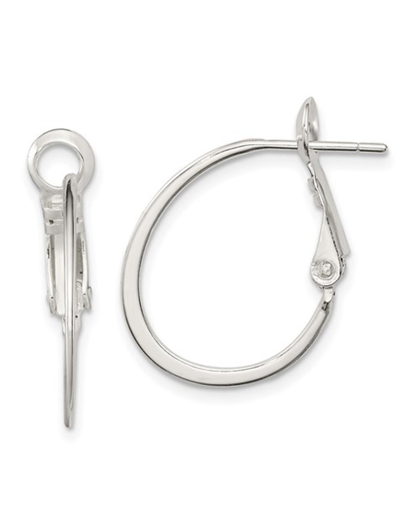 Sterling Silver Oval Omega Back Hoop Earrings 20mm