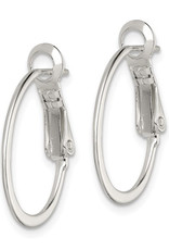 Sterling Silver Oval Omega Back Hoop Earrings 20mm
