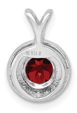 Sterling Silver Round Ruby and Diamond Necklace 18"