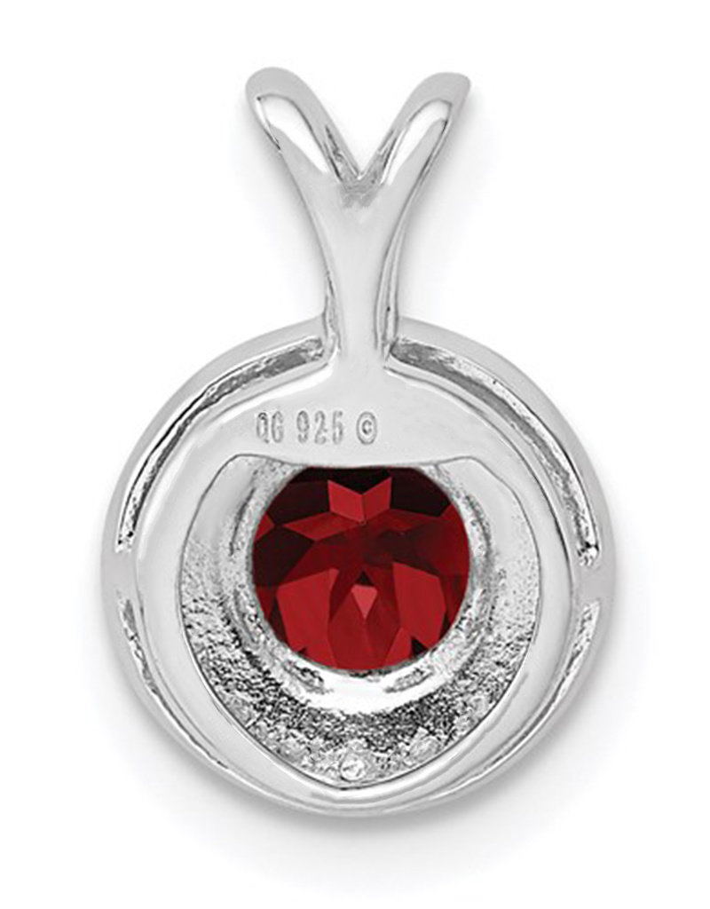 Sterling Silver Round Ruby and Diamond Necklace 18"