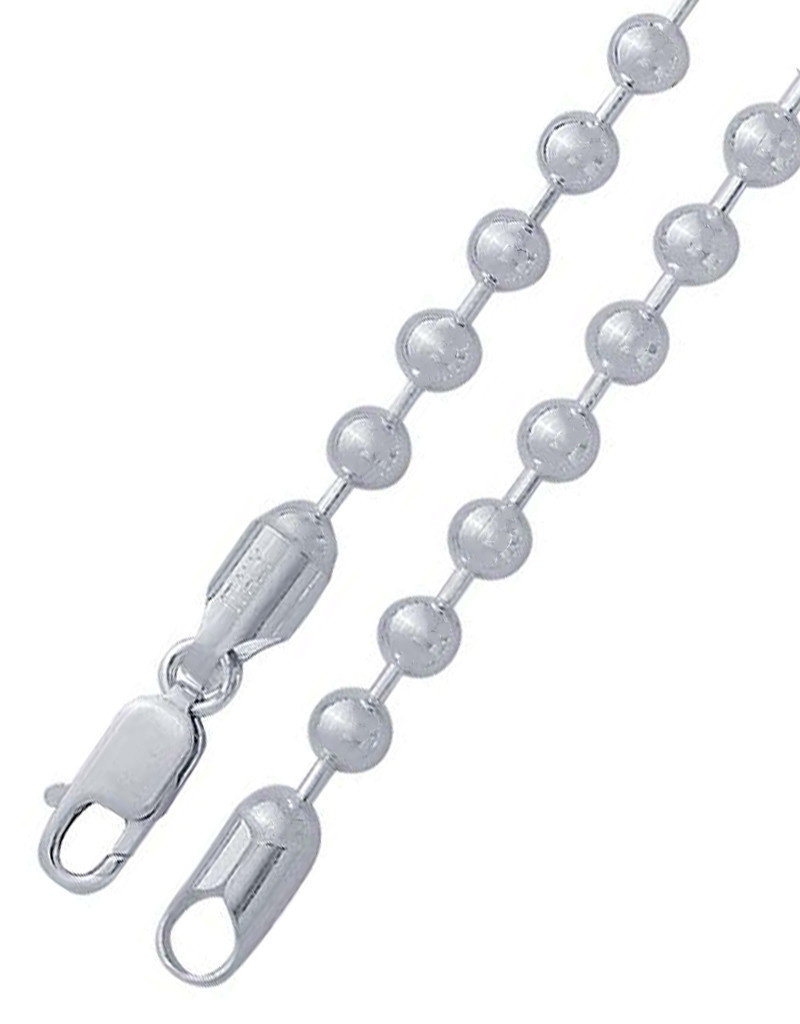Sterling Silver 4mm Bead Chain Bracelet 7"
