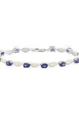 Sterling Silver Oval Blue CZ & Synthetic Opal Bracelet
