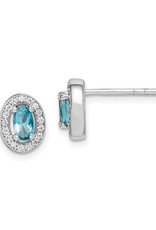 Sterling Silver Oval March CZ Stud Earrings