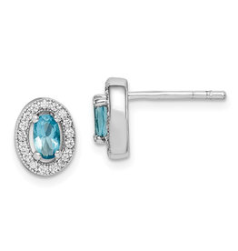 Oval March CZ Stud Earrings