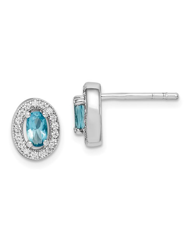 Oval March CZ Stud Earrings