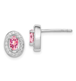Oval October CZ Stud Earrings