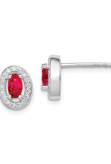 Sterling Silver Oval July CZ Stud Earrings