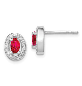 Oval July CZ Stud Earrings