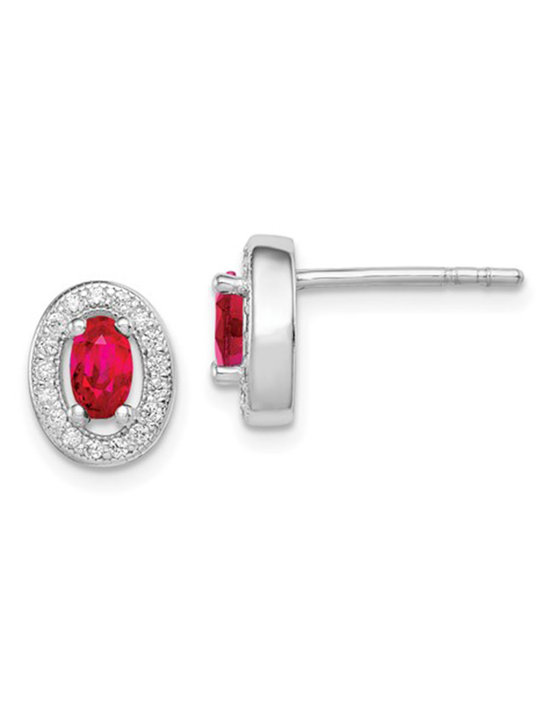 Oval July CZ Stud Earrings