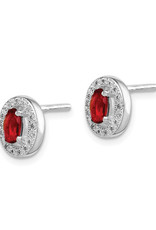 Sterling Silver Oval July CZ Stud Earrings