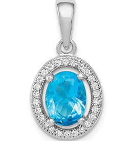 Oval Lt. Blue CZ Necklace 18"