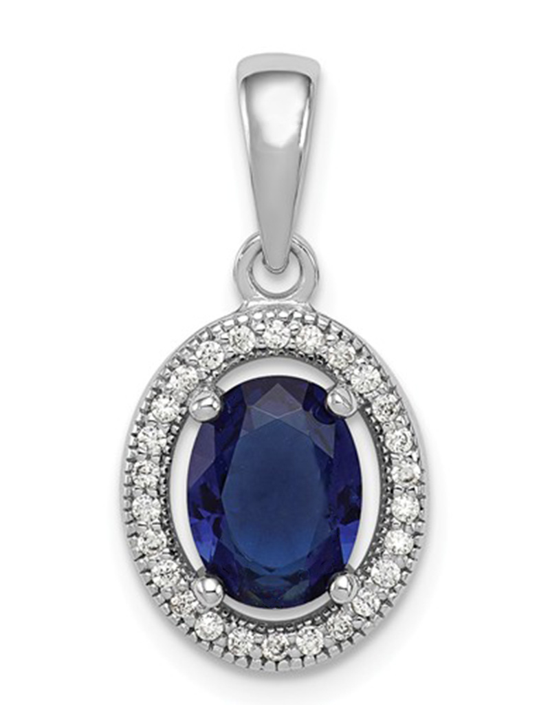 Oval Dk. Blue CZ Necklace 18"