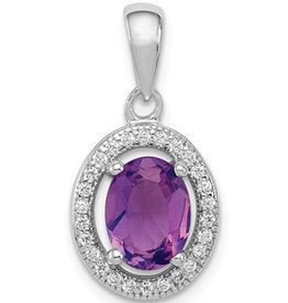 Oval Purple CZ Necklace 18"