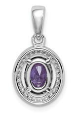 Sterling Silver Oval Purple CZ Necklace 18"
