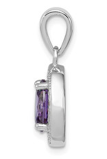 Sterling Silver Oval Purple CZ Necklace 18"