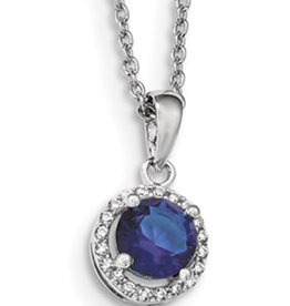Round Blue CZ Necklace 18"