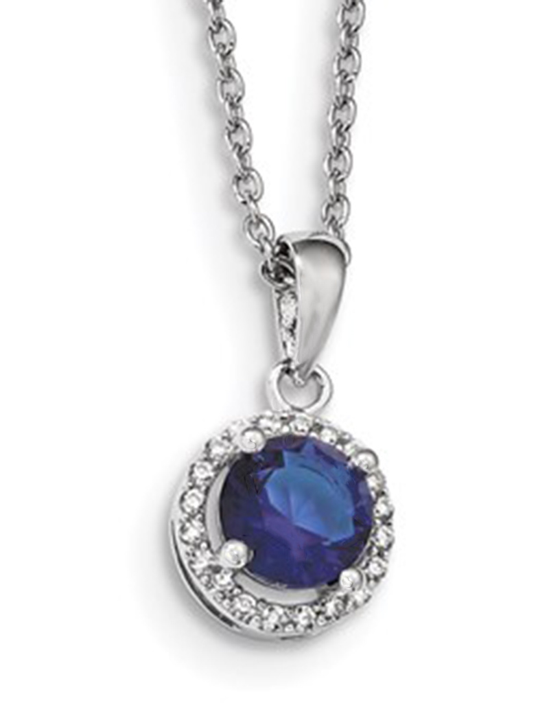 Round Blue CZ Necklace 18"