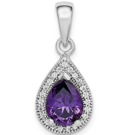 Teardrop Purple CZ Necklace