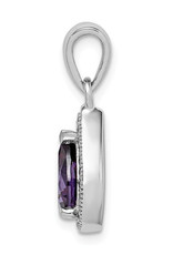 Sterling Silver Teardrop Purple CZ Necklace 18"