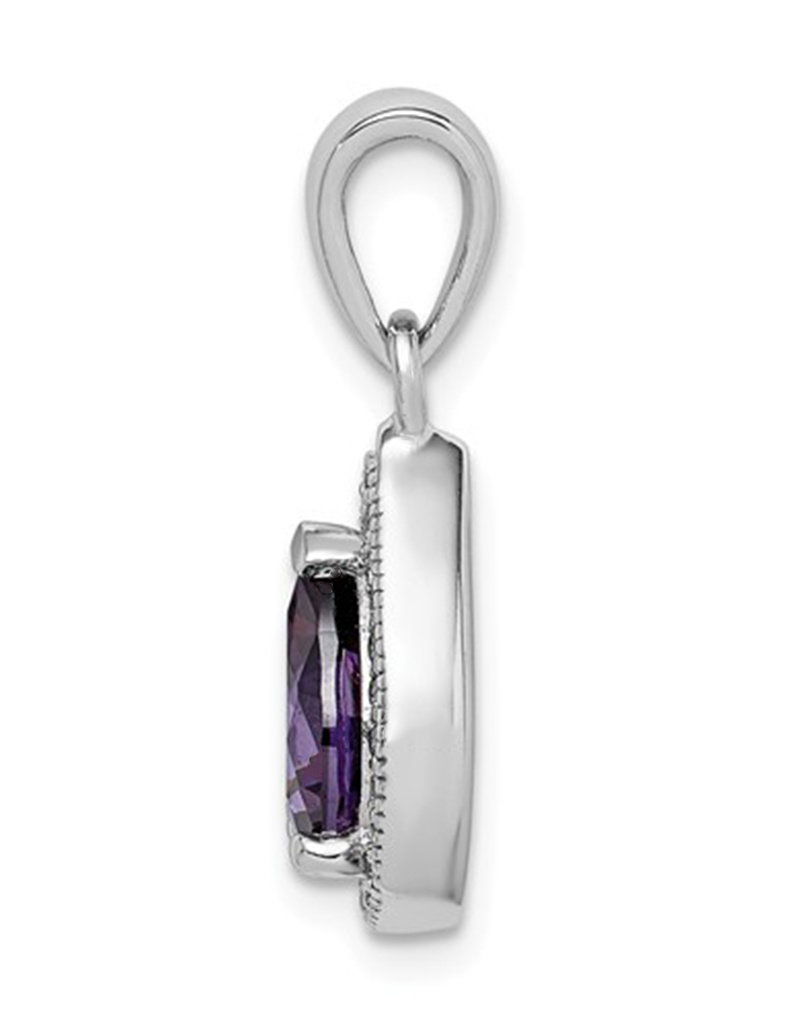 Sterling Silver Teardrop Purple CZ Necklace 18"
