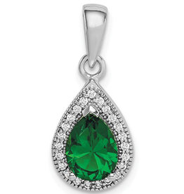 Teardrop Dk. Green CZ Necklace