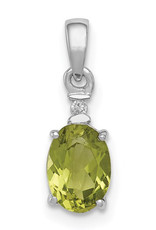 Sterling Silver Peridot and Diamond Necklace 18"