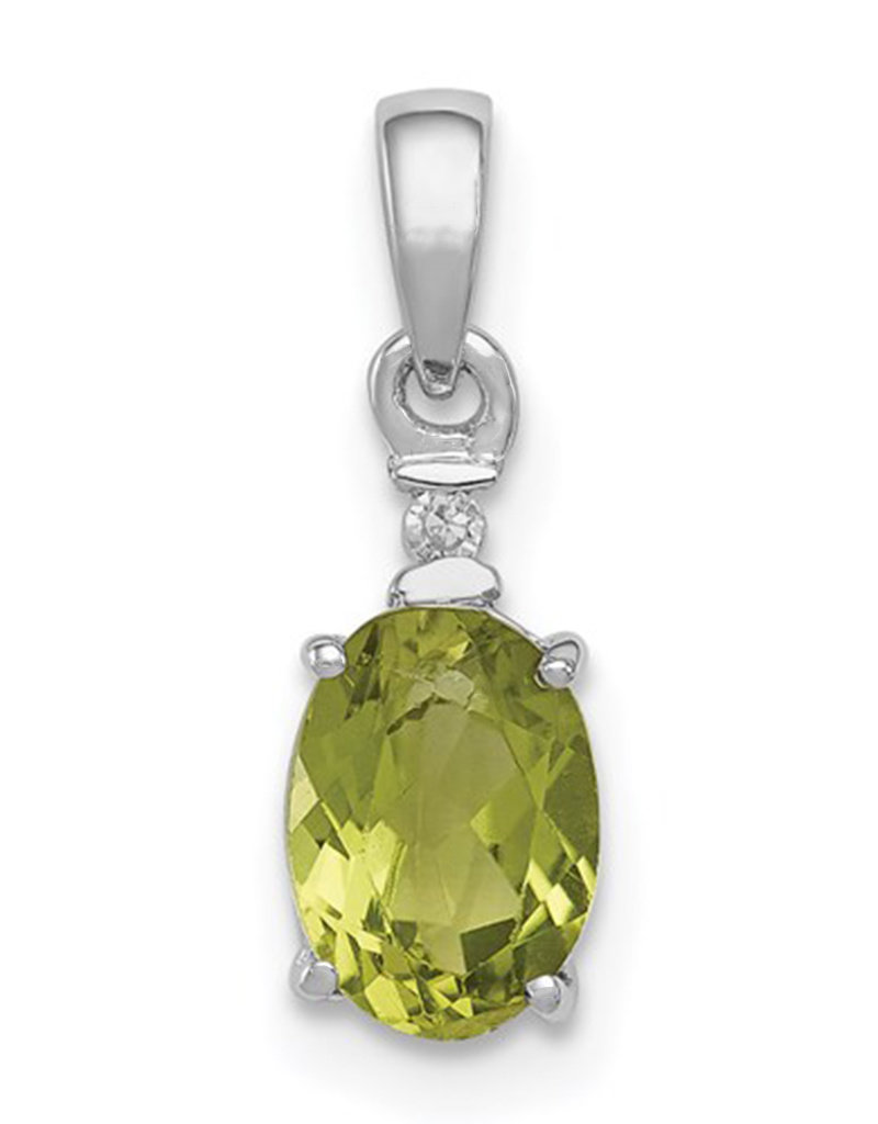 Sterling Silver Peridot and Diamond Necklace 18"