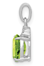 Sterling Silver Peridot and Diamond Necklace 18"