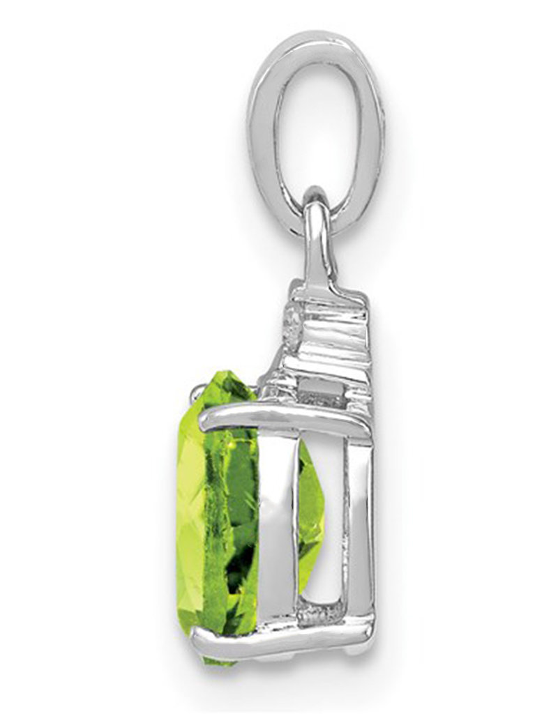 Sterling Silver Peridot and Diamond Necklace 18"