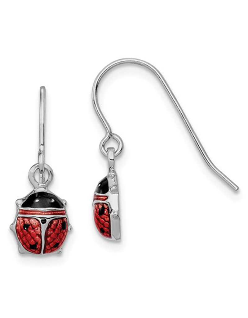 Sterling Silver Enamel Ladybug Earrings 7mm