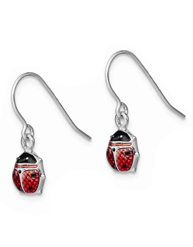 Sterling Silver Enamel Ladybug Earrings 7mm