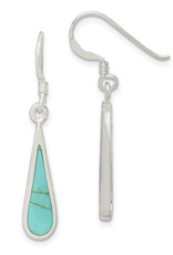 Sterling Silver Synthetic Turquoise Teardrop Earrings 20mm