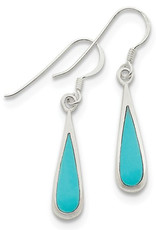 Sterling Silver Synthetic Turquoise Teardrop Earrings 20mm