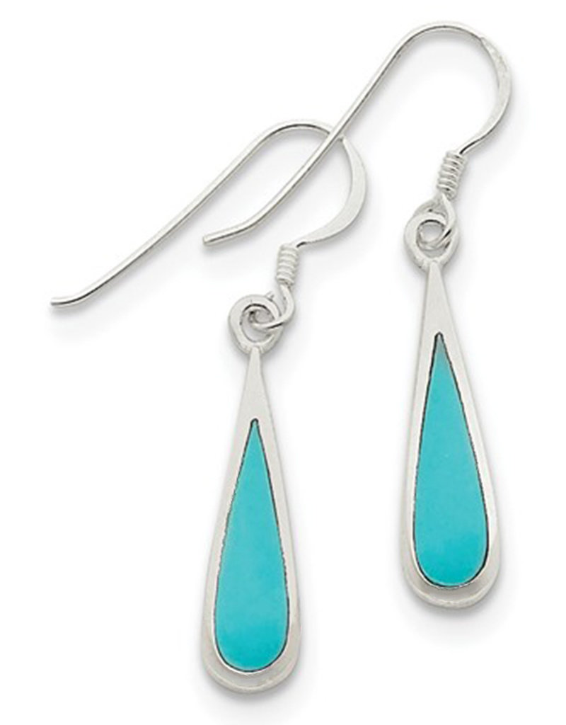 Sterling Silver Synthetic Turquoise Teardrop Earrings 20mm