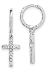 Sterling Silver CZ Cross Huggie Earrings
