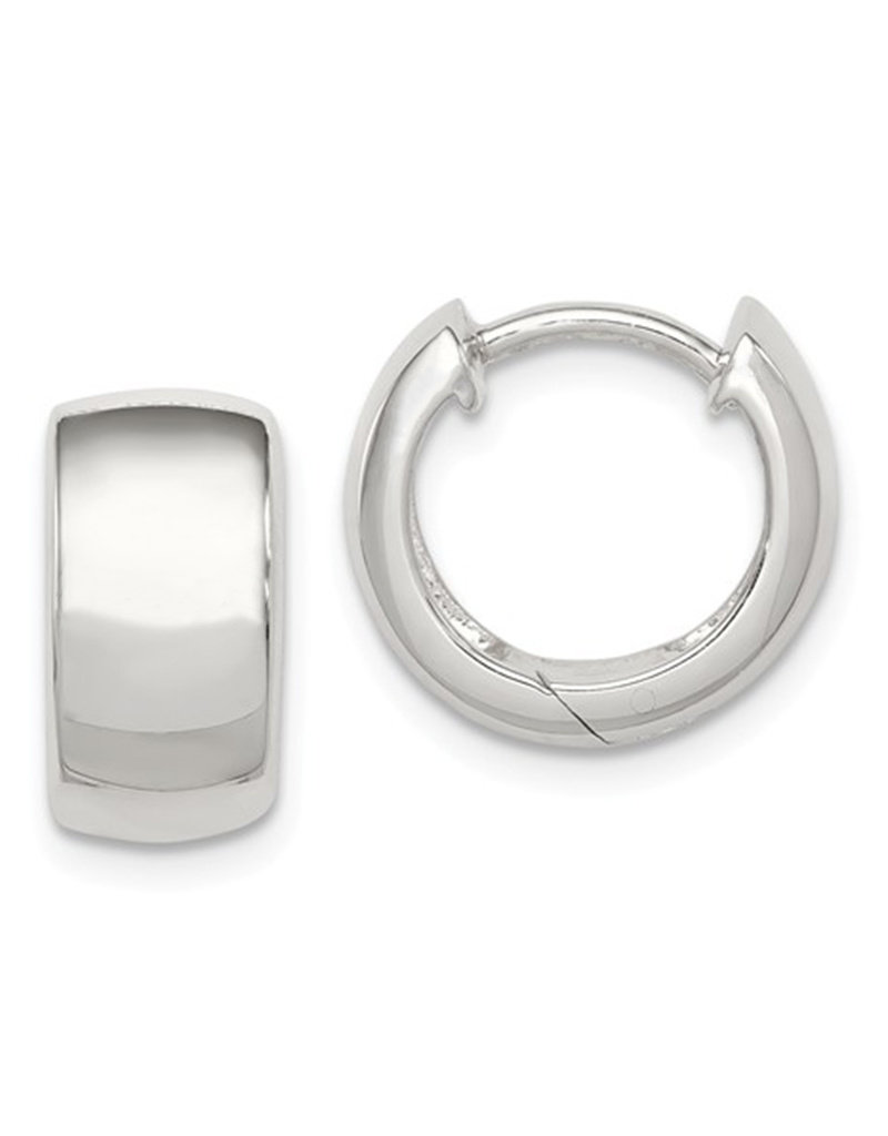 Sterling Silver Plain Huggie Earrings 13mm