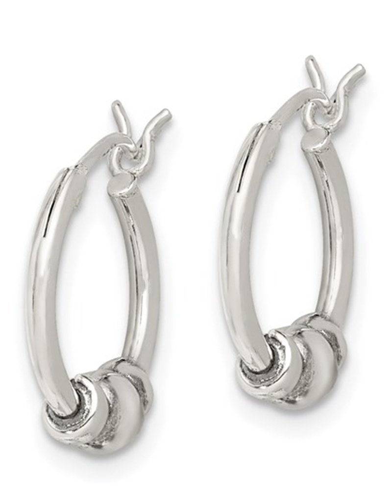Sterling Silver 3-Bead Hoop Earrings 14mm