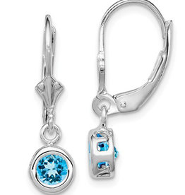 6mm Round Blue Topaz Leverback Earrings