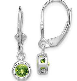 6mm Round Peridot Leverback Earrings