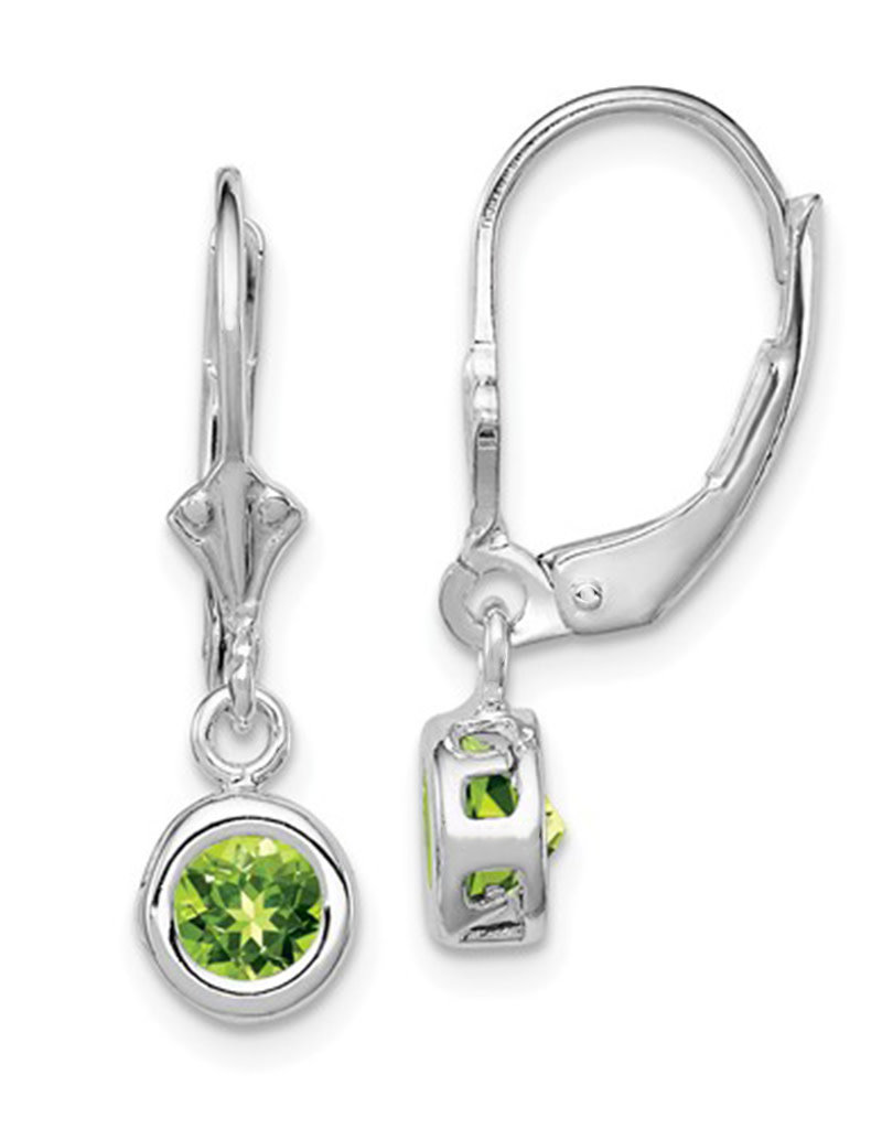 Sterling Silver 6mm Round Peridot Leverback Earrings