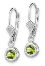 Sterling Silver 6mm Round Peridot Leverback Earrings