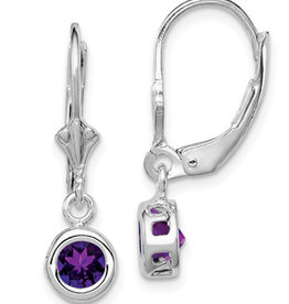 6mm Round Amethyst Leverback Earrings
