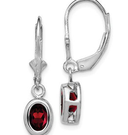 7x5mm Oval Garnet Leverback Earrings