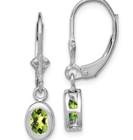 6x4mm Oval Peridot Leverback Earrings