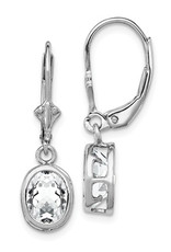 Sterling Silver 8x6mm Oval CZ Leverback Earrings