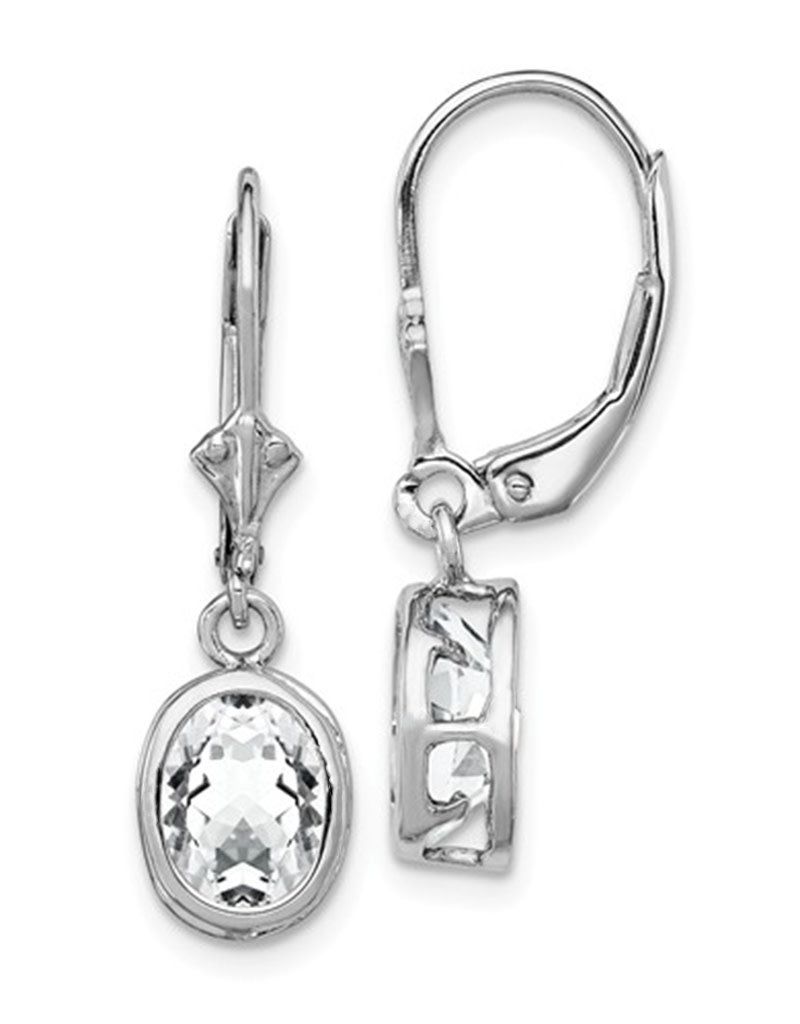 Sterling Silver 8x6mm Oval CZ Leverback Earrings
