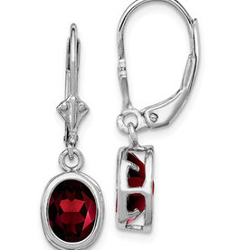 Oval Garnet Leverback Earrings
