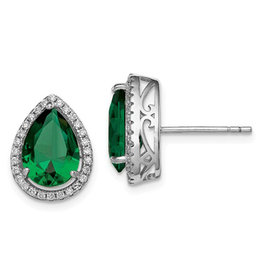 Teardrop Simulated Emerald Earrings