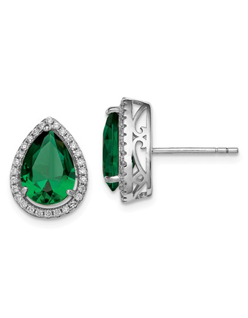 Teardrop Simulated Emerald Earrings