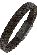 Men's Braided Brown Leather Bracelet 8.25"